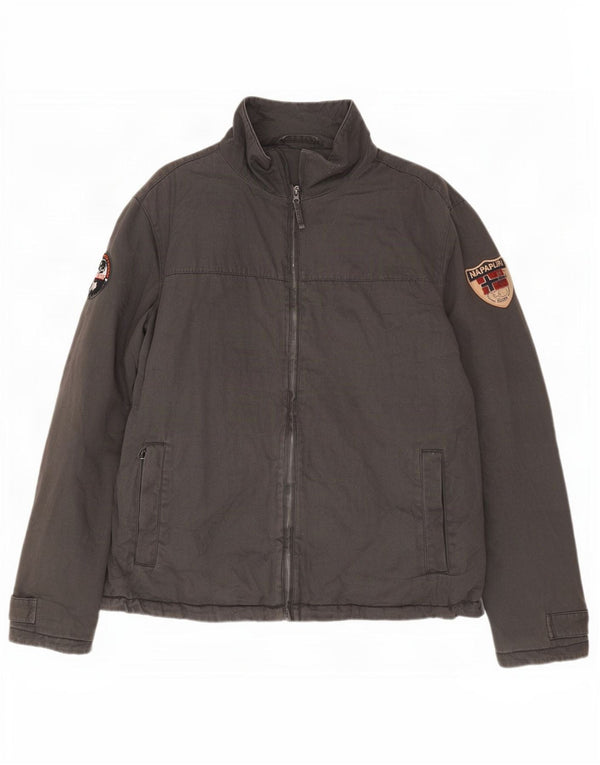 Napapijri Herre Geographic Bomber Jacket UK 44 2XL Grå Bomuld