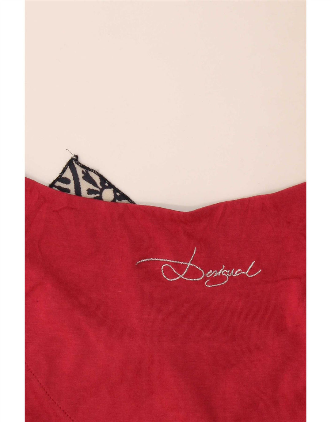 Desigual Dame Grafisk T-Shirt Top UK 16 Large Red Patchwork