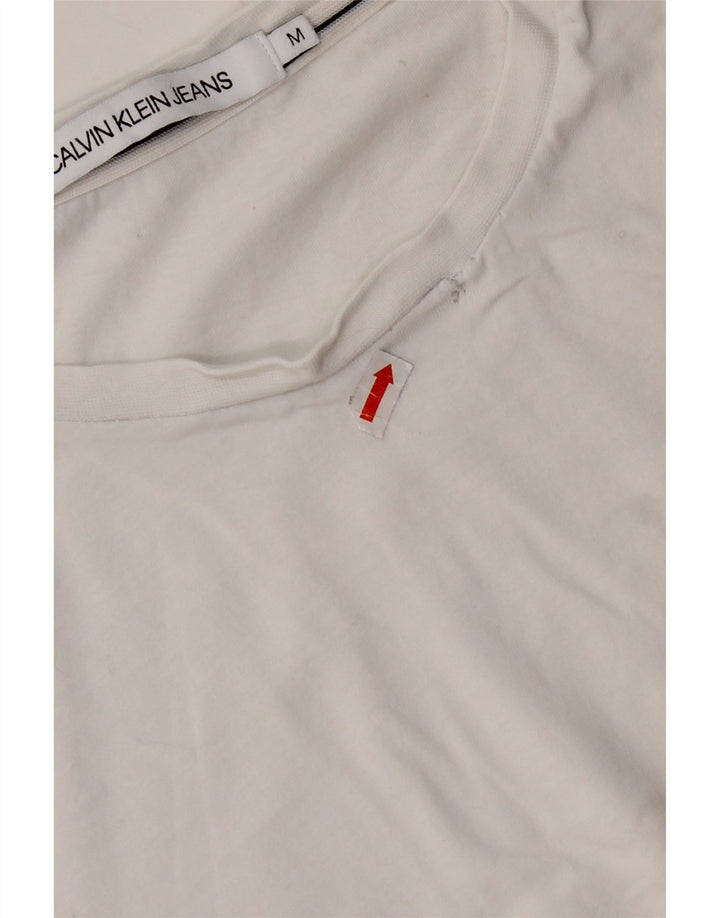 CALVIN KLEIN Dame T-Shirt Top UK 14 Medium White