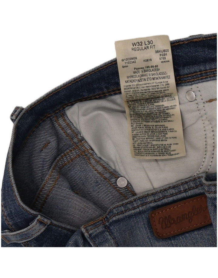Wrangler Herre Regular Fit Straight Jeans W32 L30 Blå Bomuld