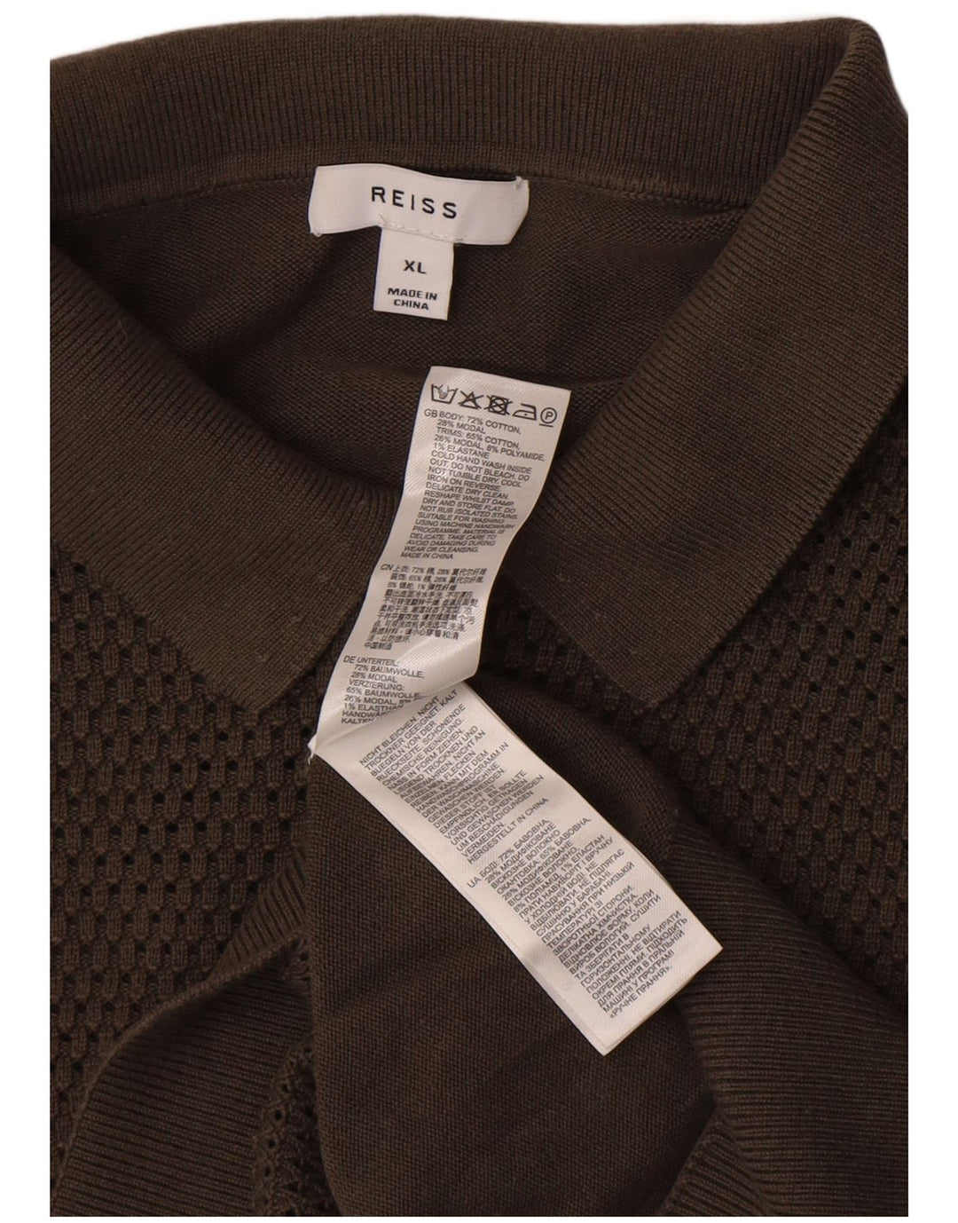 Reiss herre poloshirt XL brun bomuld