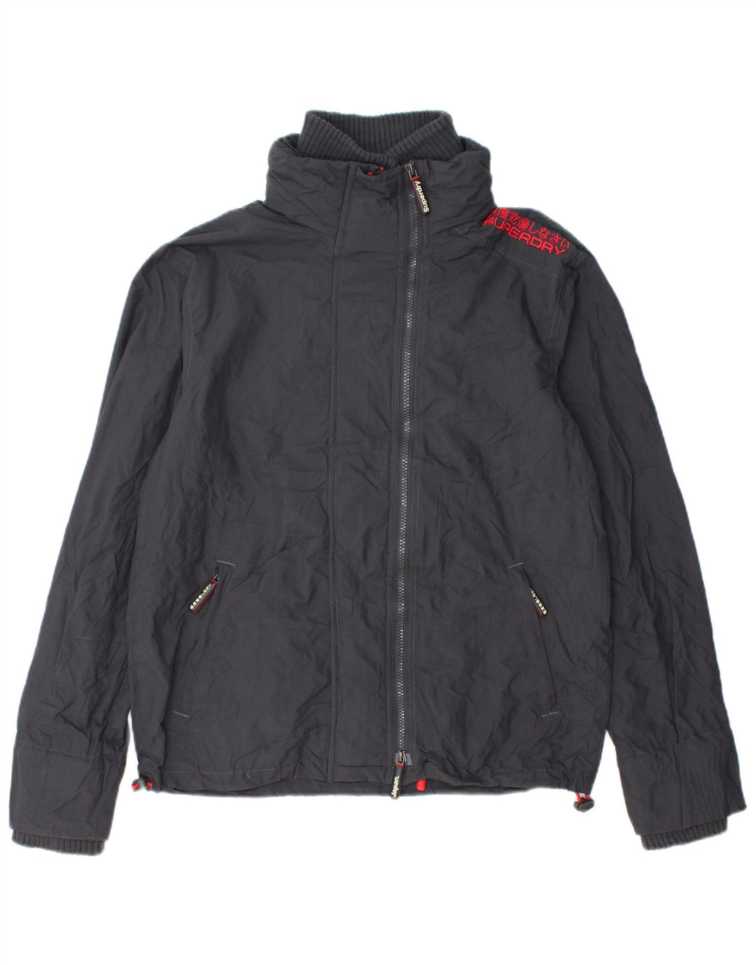 Superdry Herre Windcheater Regnjakke UK 40 Stor Grå Nylon