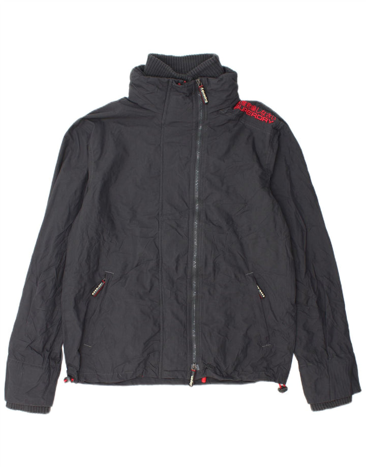 Superdry Herre Windcheater Regnjakke UK 40 Stor Grå Nylon