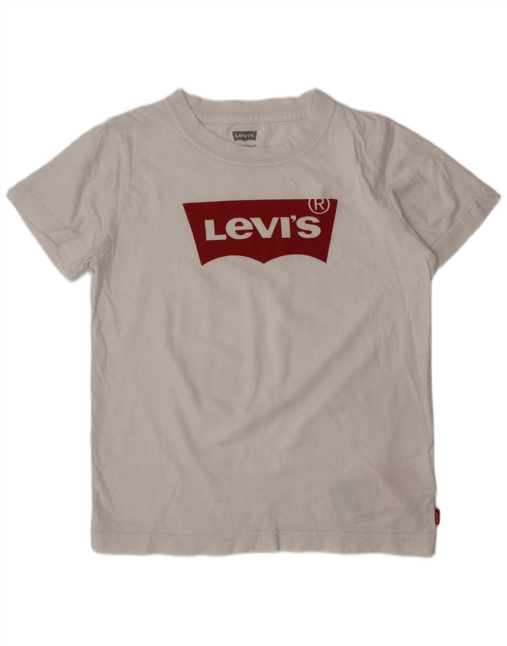 LEVI'S Drenge Grafisk T-Shirt Top 7-8 År Hvid Bomuld