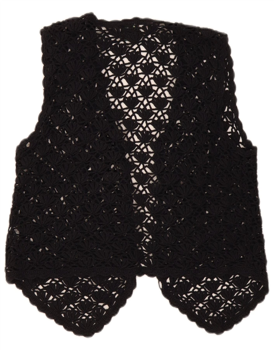Premode Dame Crop Hæklet Cardigan Top UK 12 Medium Sort Bomuld