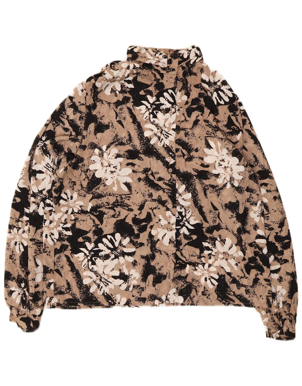 Charles Vogele Dame Shirt Bluse EU 42 Large Beige Floral Polyester