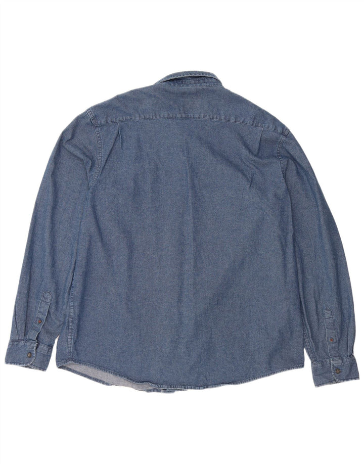 Wrangler denimskjorte til mænd XL marineblå bomuld