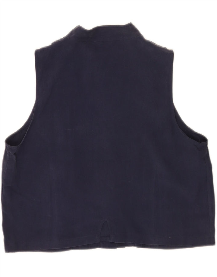Ballon Womens Crop Ærmeløs skjortebluse EU 40 Medium Navy Blue Silke