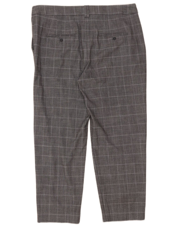 Marks & Spencer Herre Cropped Trousers UK 14 Large W34 L26 Grey Houndstooth