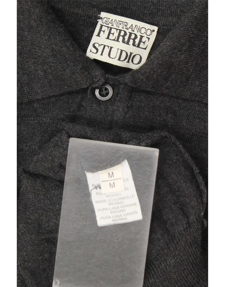 Gianfranco Ferre Herre Polo Neck Jumper Sweater Medium Grå Uld