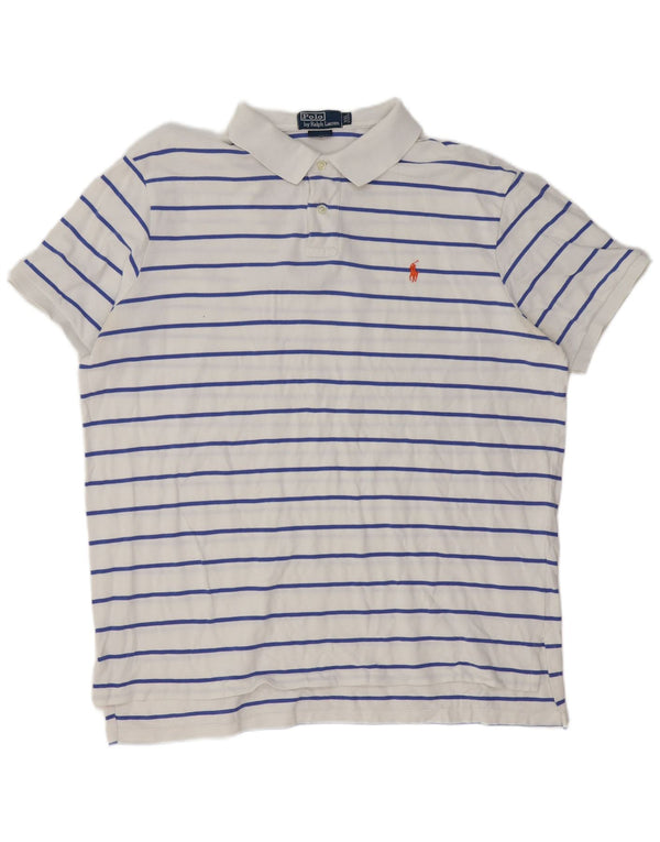 Polo Ralph Lauren Mens Polo Shirt 2XL White Striped Cotton