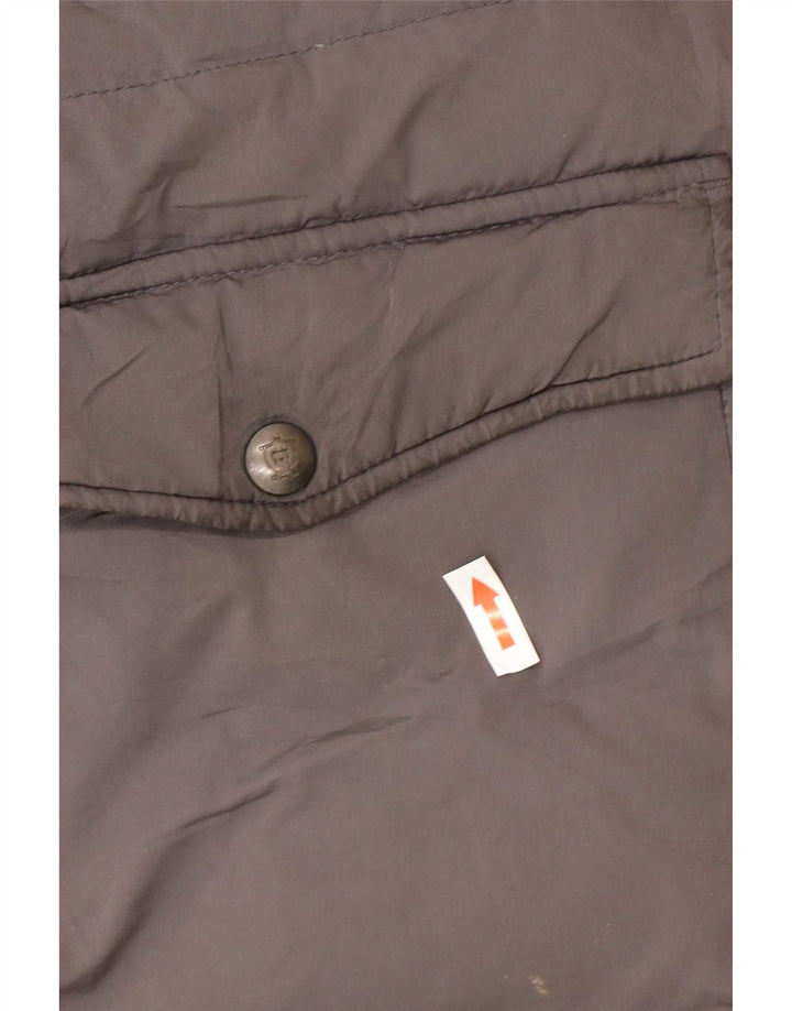 Massimo Dutti Dame Hætte Polstret Frakke UK 40 Large Grå Polyester