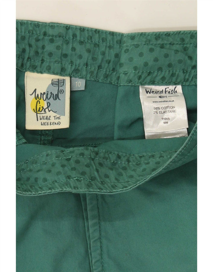 Weird Fish Dame Cargo Shorts UK 10 Small W34 Green Cotton