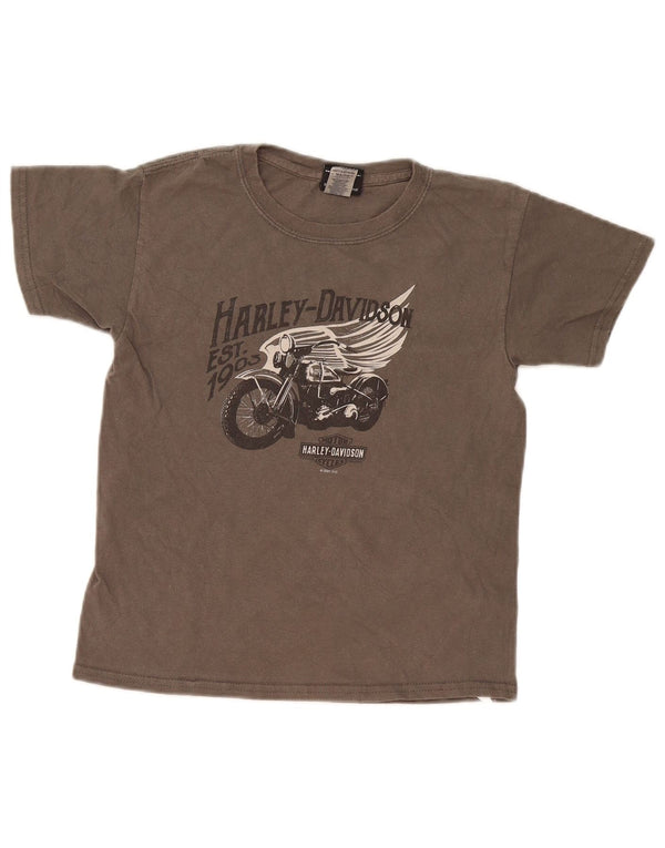 Harley Davidson Dame Grafisk T-Shirt Top UK 10 Lille Grå Bomuld