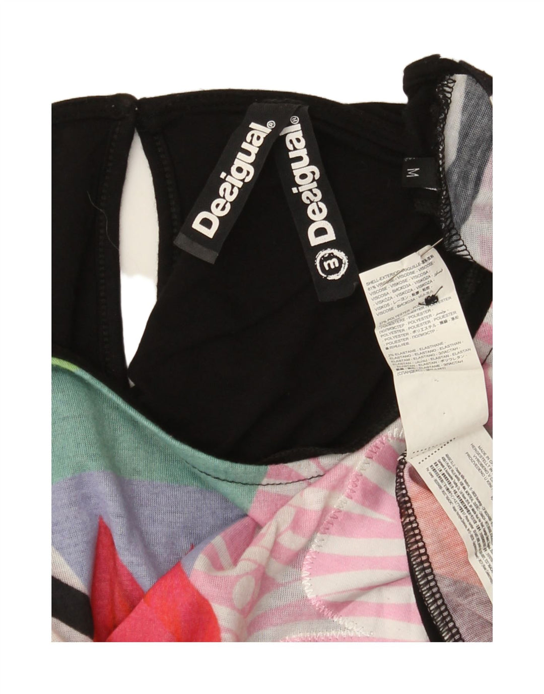 Desigual Dame Grafisk Bluse Top UK 14 Medium Multicolored Floral