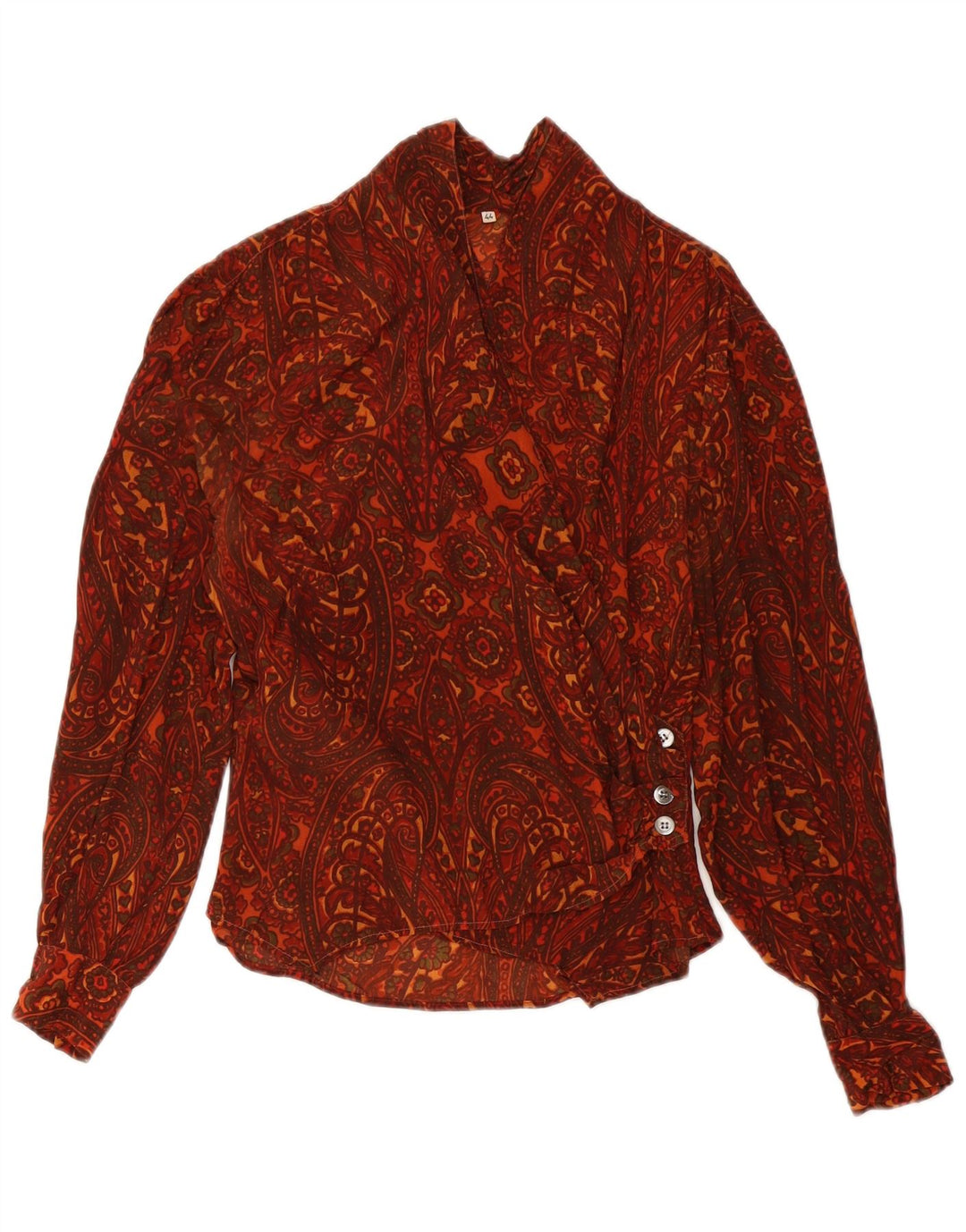 Vintage dameskjorte bluse IT 44 Medium Burgundy Paisley