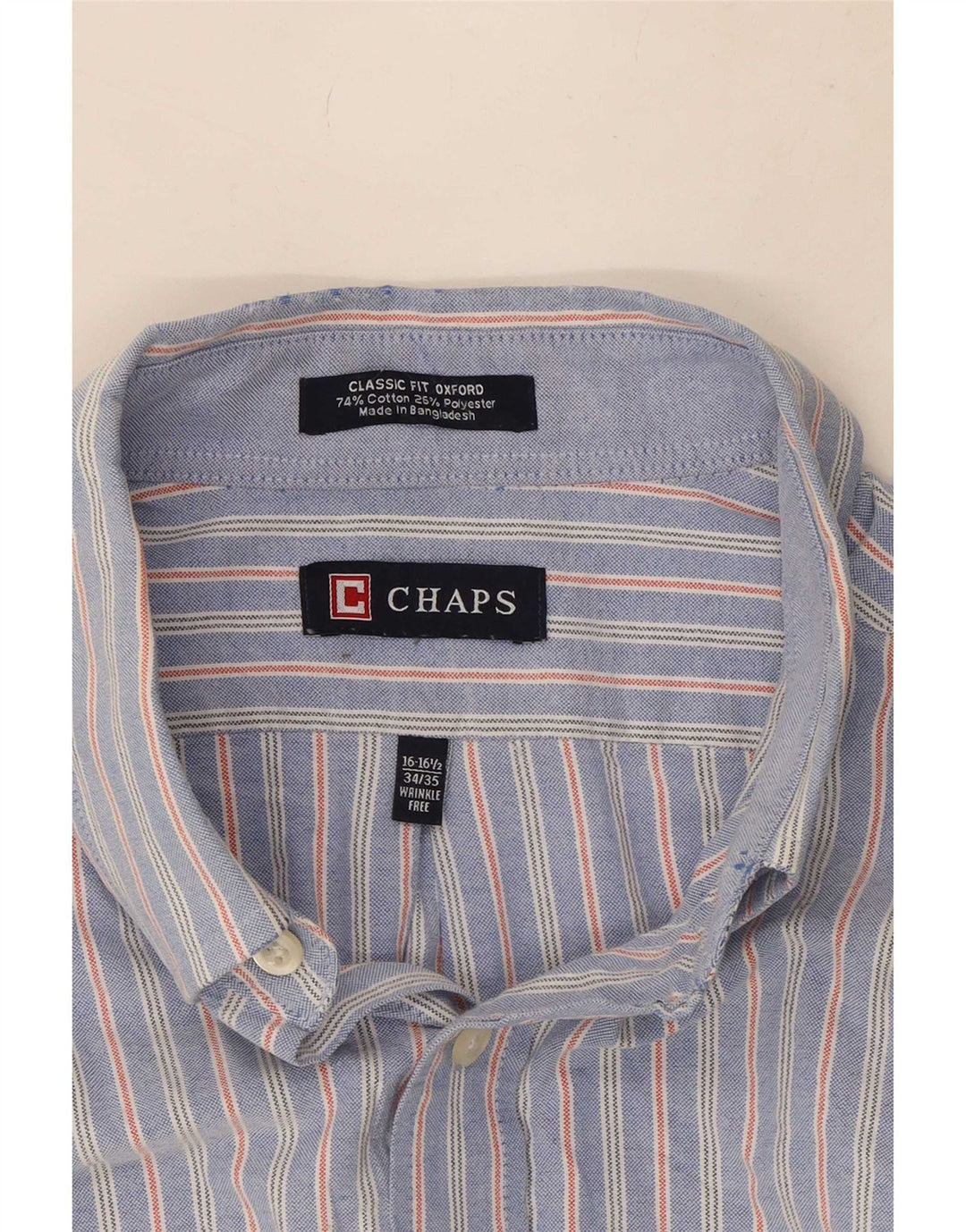 Chaps Herre Classic Fit skjorte størrelse 16 1/2 Stor blå stribet bomuld