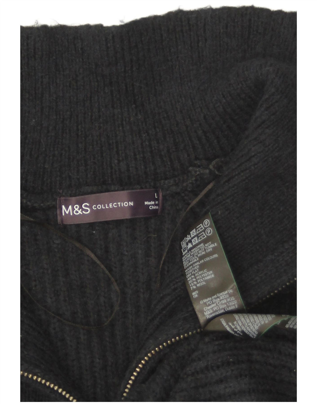 Marks & Spencer Dame sweater med lynlås-hals UK 16 Large Navy Blue
