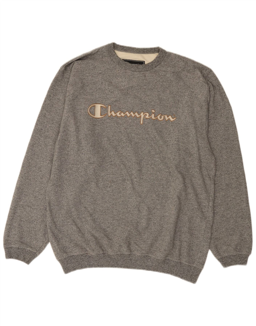 Champion Herre Grafisk Sweatshirt Jumper Large Grå Flecked Bomuld