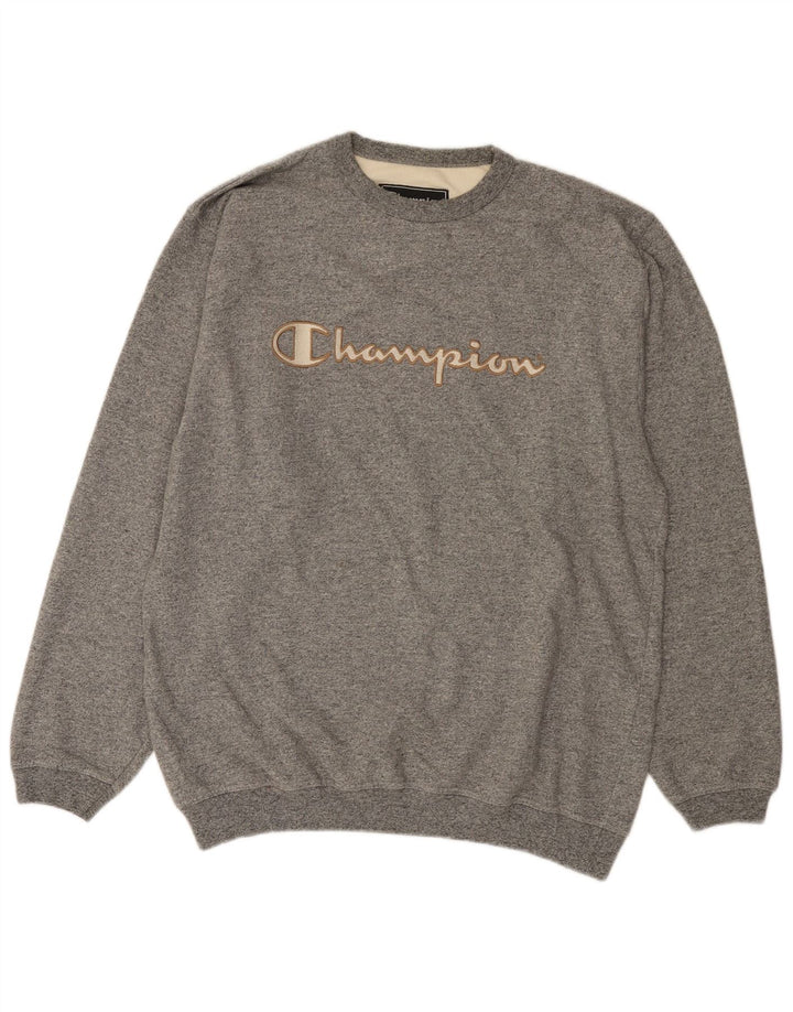 Champion Herre Grafisk Sweatshirt Jumper Large Grå Flecked Bomuld