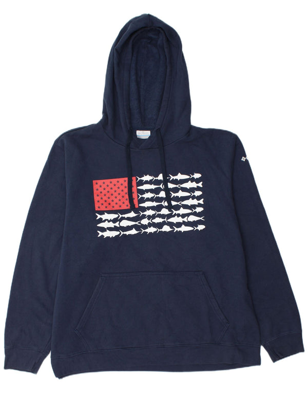 Columbia grafisk hættetrøje til mænd XL marineblå bomuld