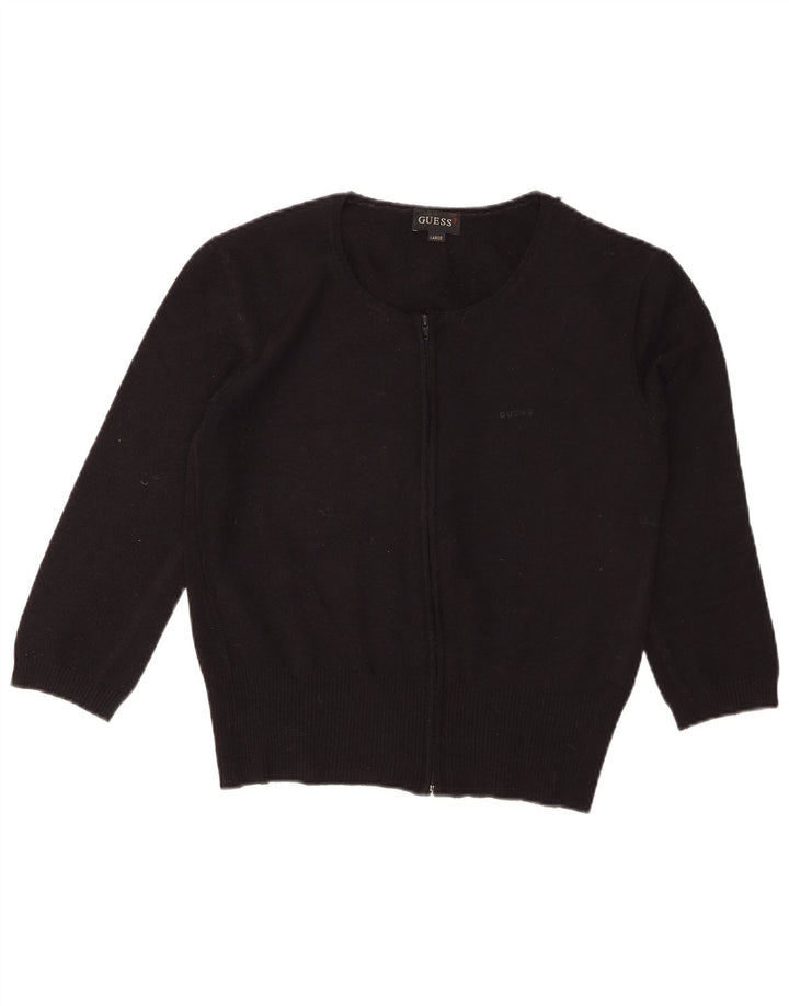 GUESS Womens Crop 3/4-ærmet cardigantrøje UK 14 Large Black