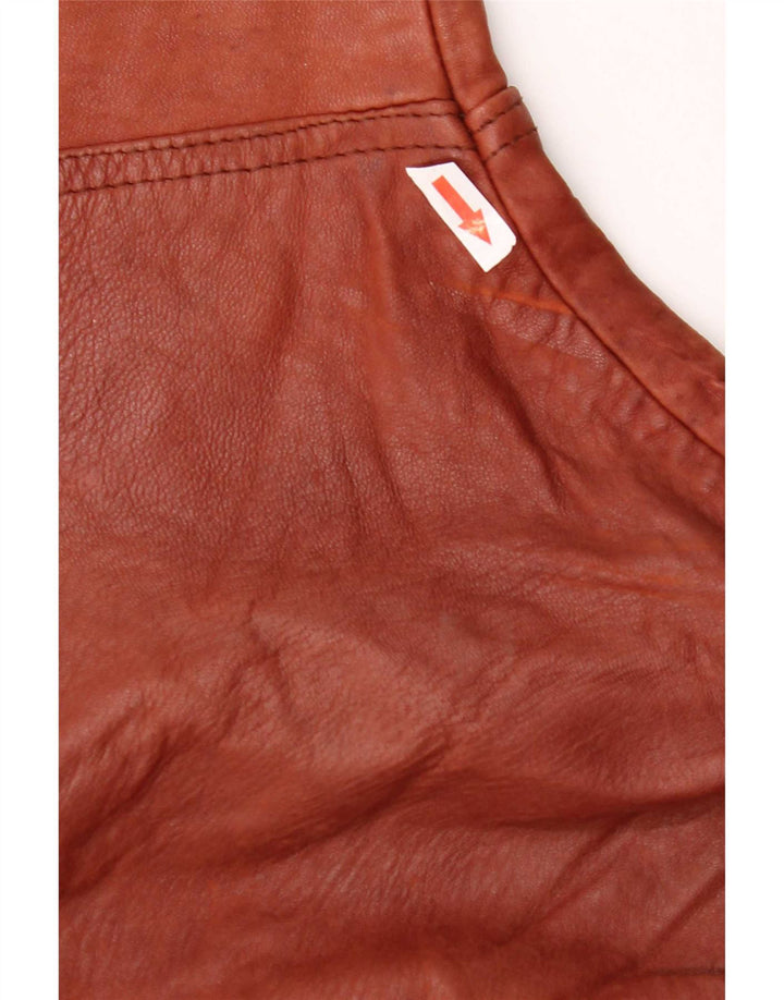Vintage Womens Crop Oversized læderjakke UK 16 Large Brown