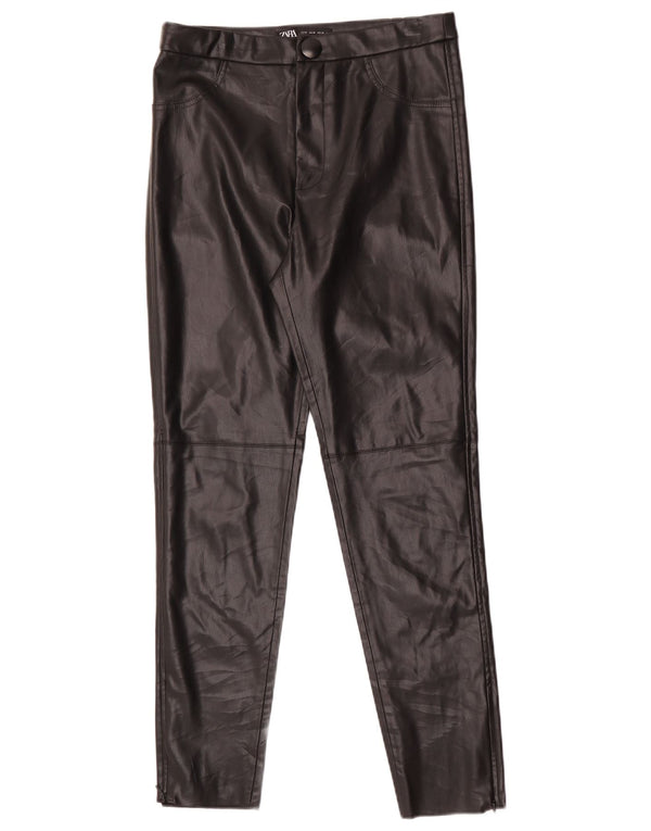 Zara Dame Skinny imiteret læderbukser Medium W28 L27 Sort