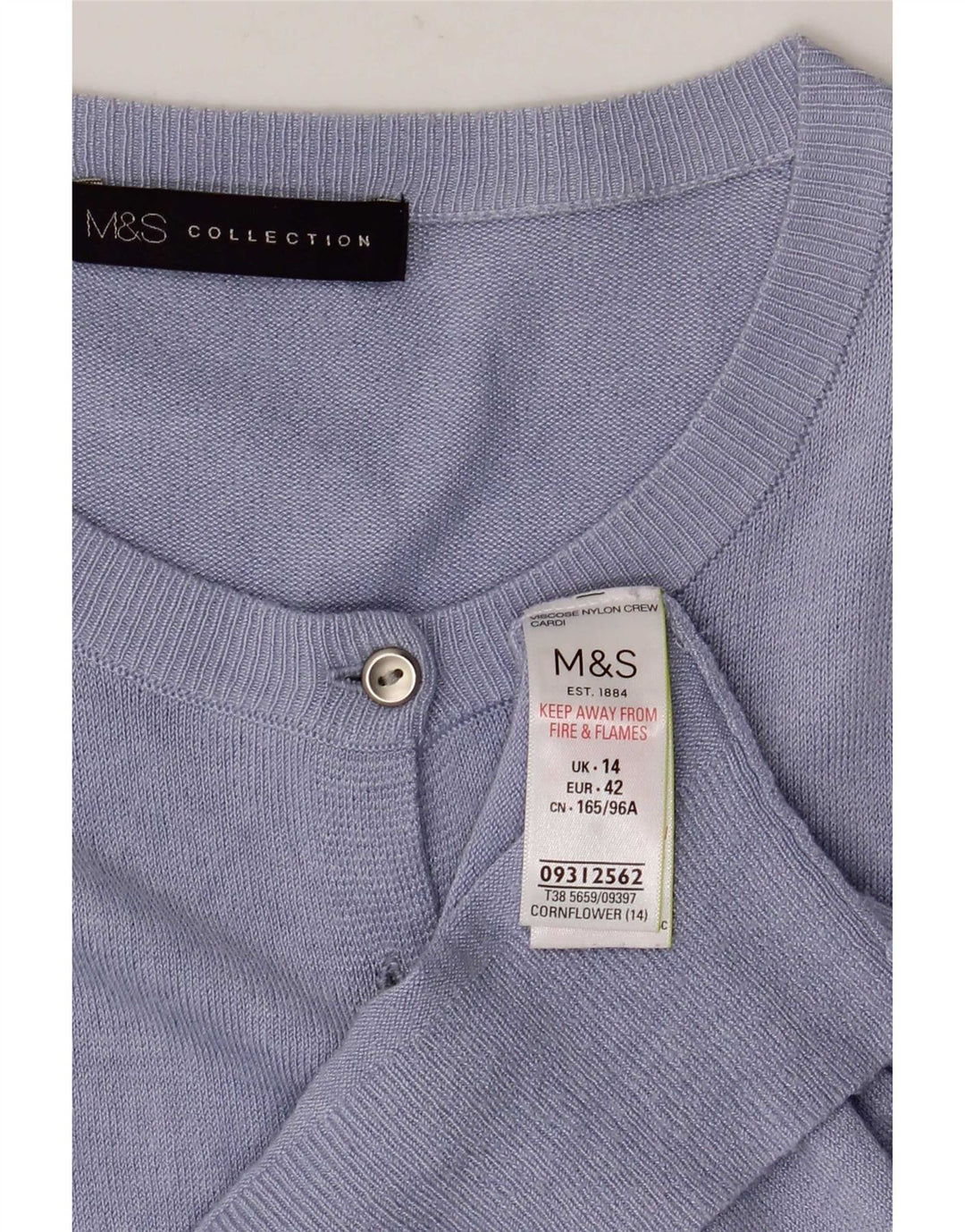 Marks & Spencer Dame Cardigan Sweater UK 14 Large Blue Viscose