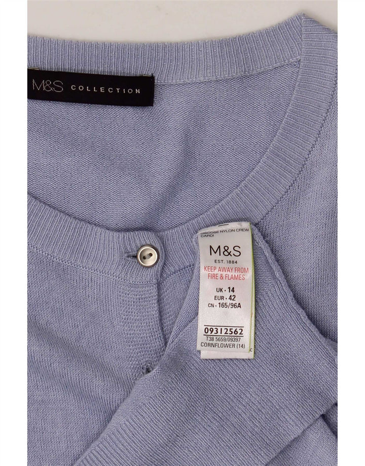 Marks & Spencer Dame Cardigan Sweater UK 14 Large Blue Viscose