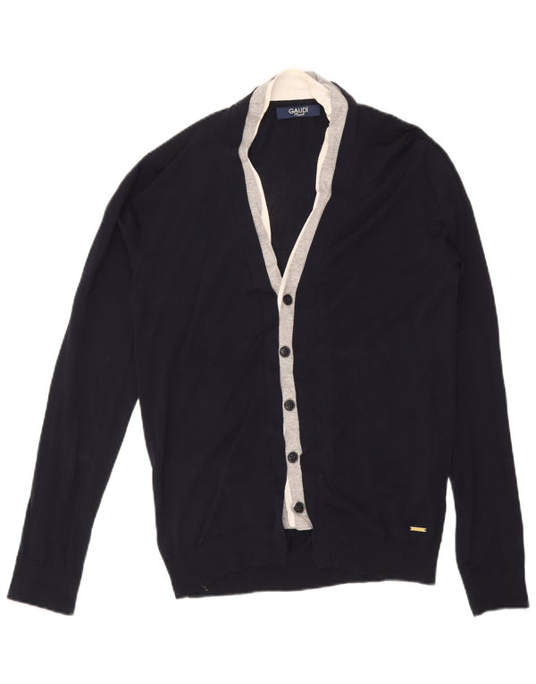 Gaudi Herre Cardigan Sweater Stor Marineblå Colourblock Viscose