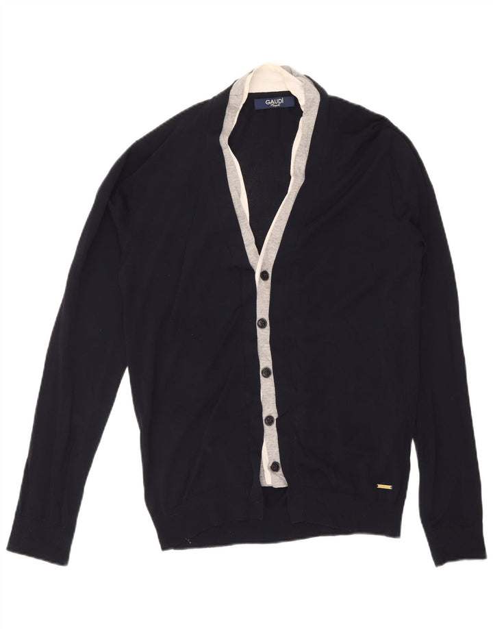 Gaudi Herre Cardigan Sweater Stor Marineblå Colourblock Viscose