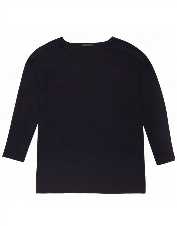 Marks & Spencer Dame Top Langærmet UK 14 Large Navy Blue Polyester
