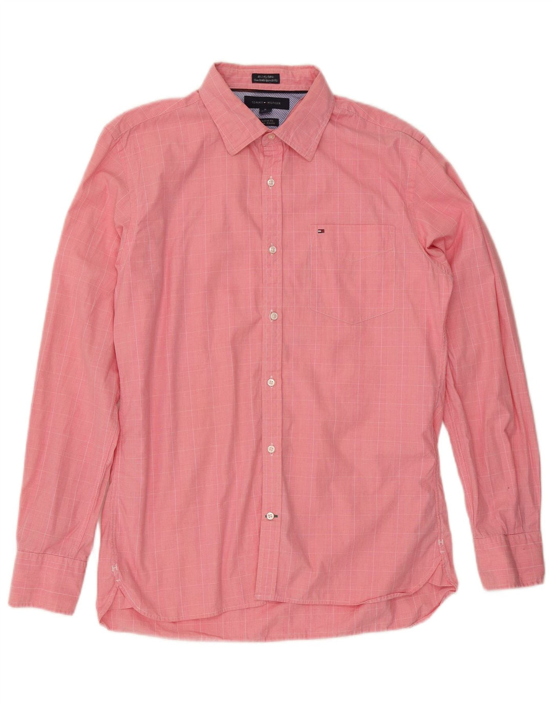 TOMMY HILFIGER Herre Custom Fit skjorte størrelse 15 1/2 16 Medium Pink ternet