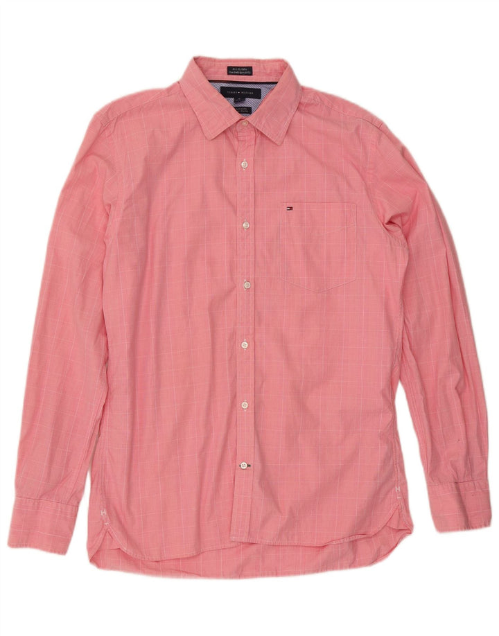 TOMMY HILFIGER Herre Custom Fit skjorte størrelse 15 1/2 16 Medium Pink ternet