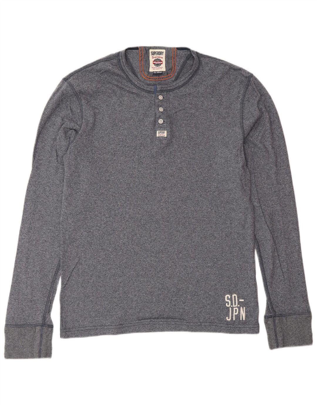 SUPERDRY Herre Top Langærmet XL Marineblå Bomuld