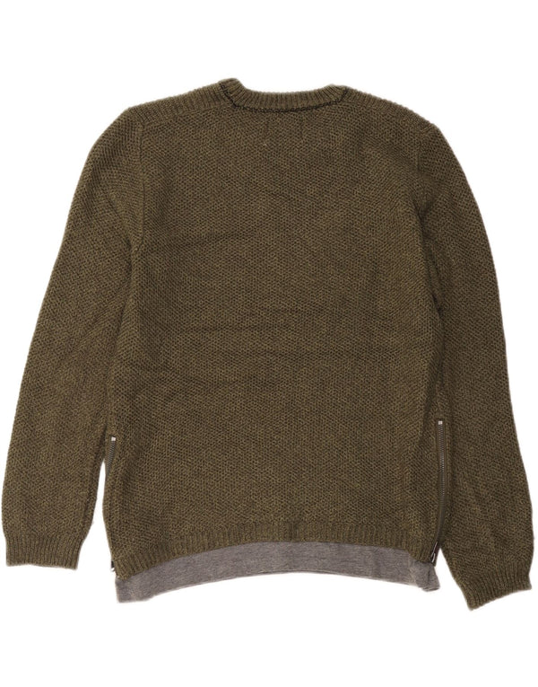 Zara Boys Jumper Sweater med rund hals 13-14 år Grøn Akryl