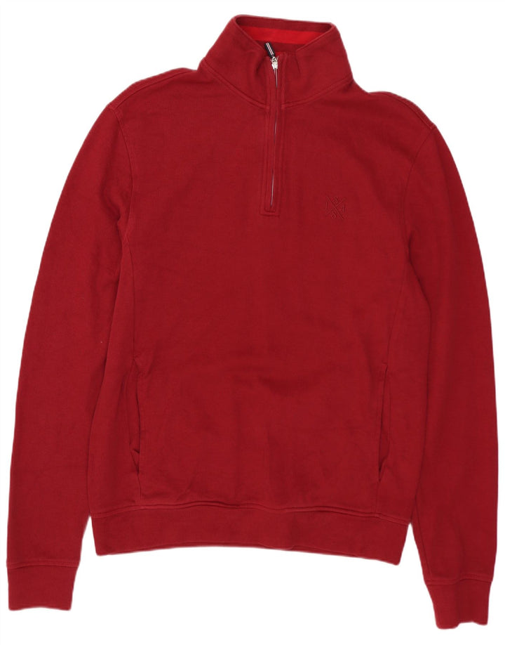 BLUE HARBOR Herre Zip Neck Sweatshirt Jumper lille rød bomuld