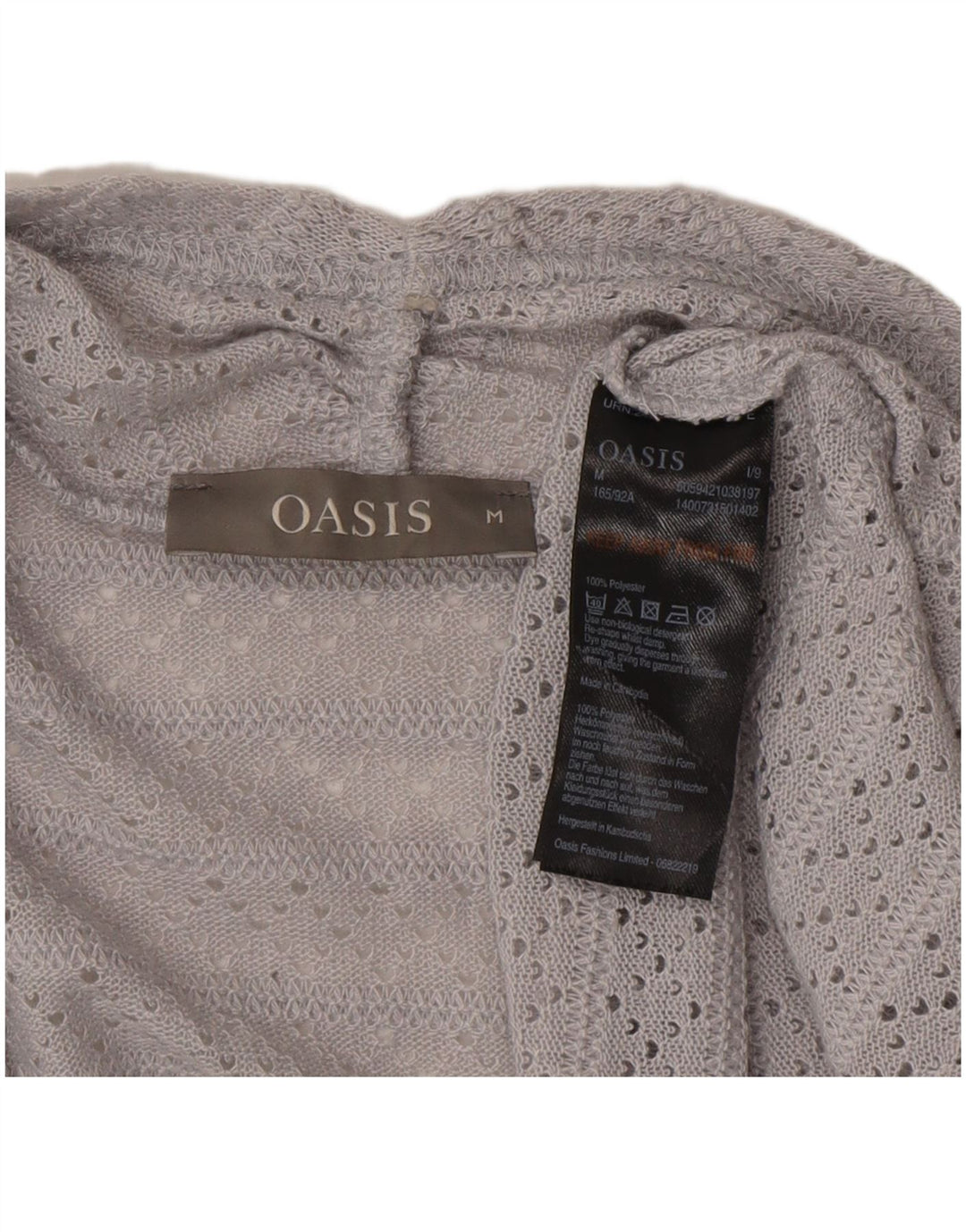 Oasis Womens Open Cardigan Top UK 12 Medium Grey Polyester