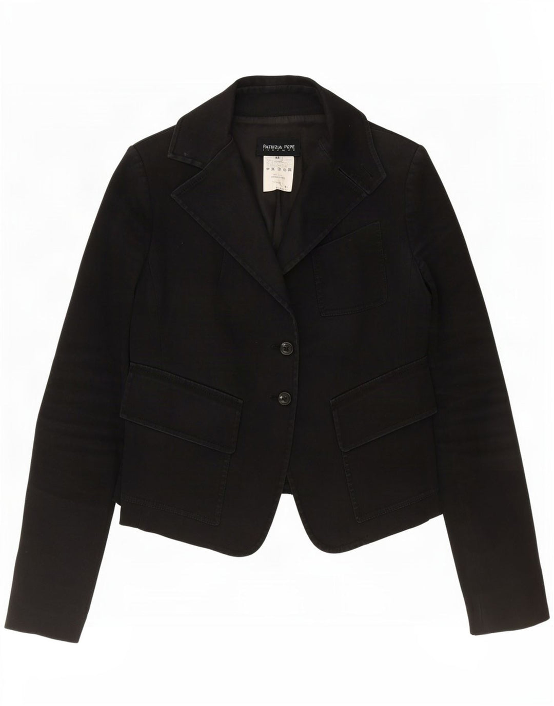 Patrizia Pepe Dame 2 Button Blazer Jacket IT 44 Medium Sort Bomuld