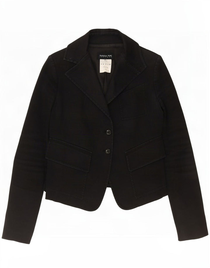 Patrizia Pepe Dame 2 Button Blazer Jacket IT 44 Medium Sort Bomuld