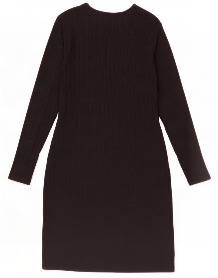Marks & Spencer Dame Langærmet Skede Kjole UK 12 Medium Sort