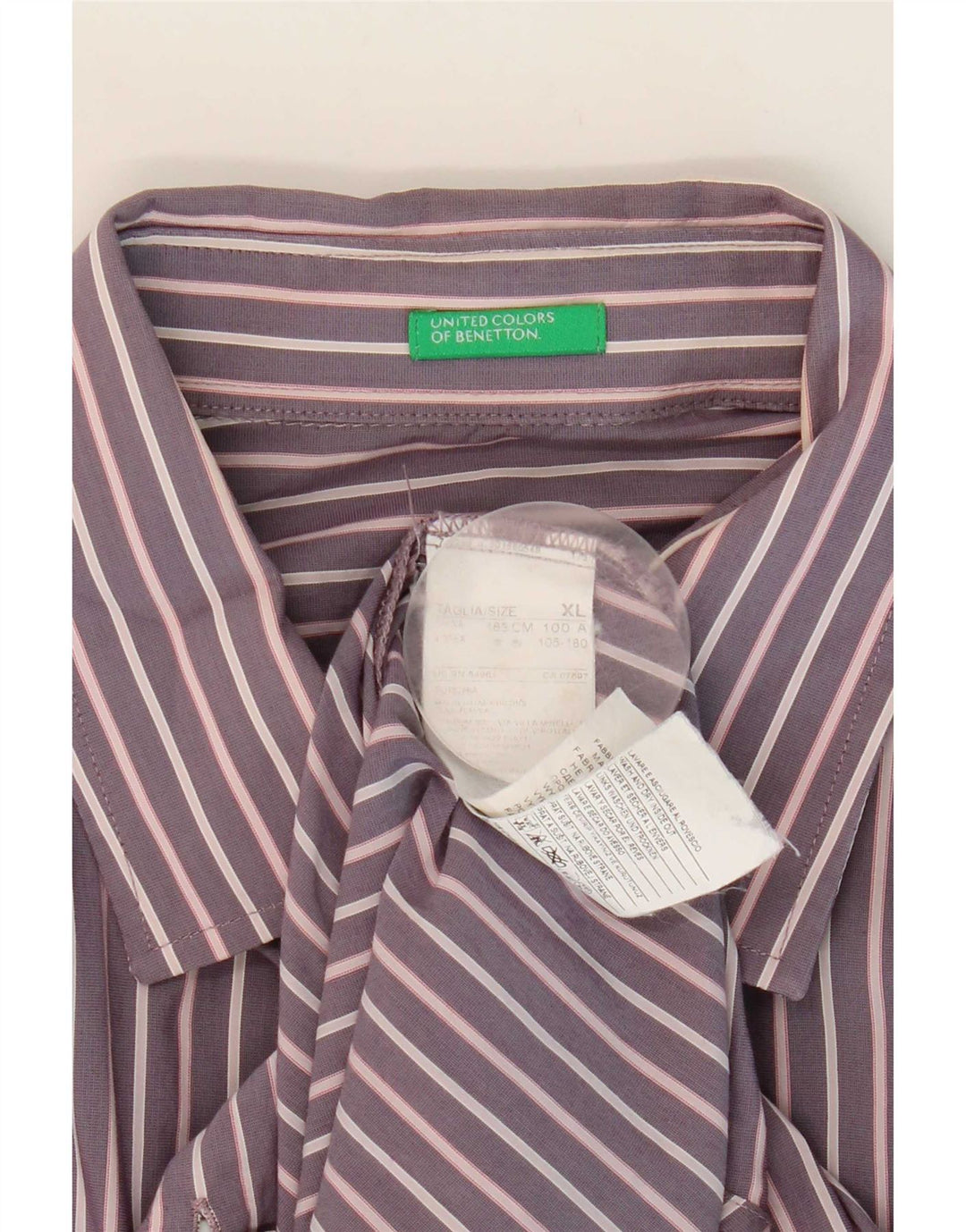 Benetton herreskjorte XL lilla stribet bomuld