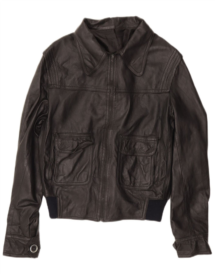 VINTAGE Herre Military Bomber Læderjakke UK 38 Medium Sort