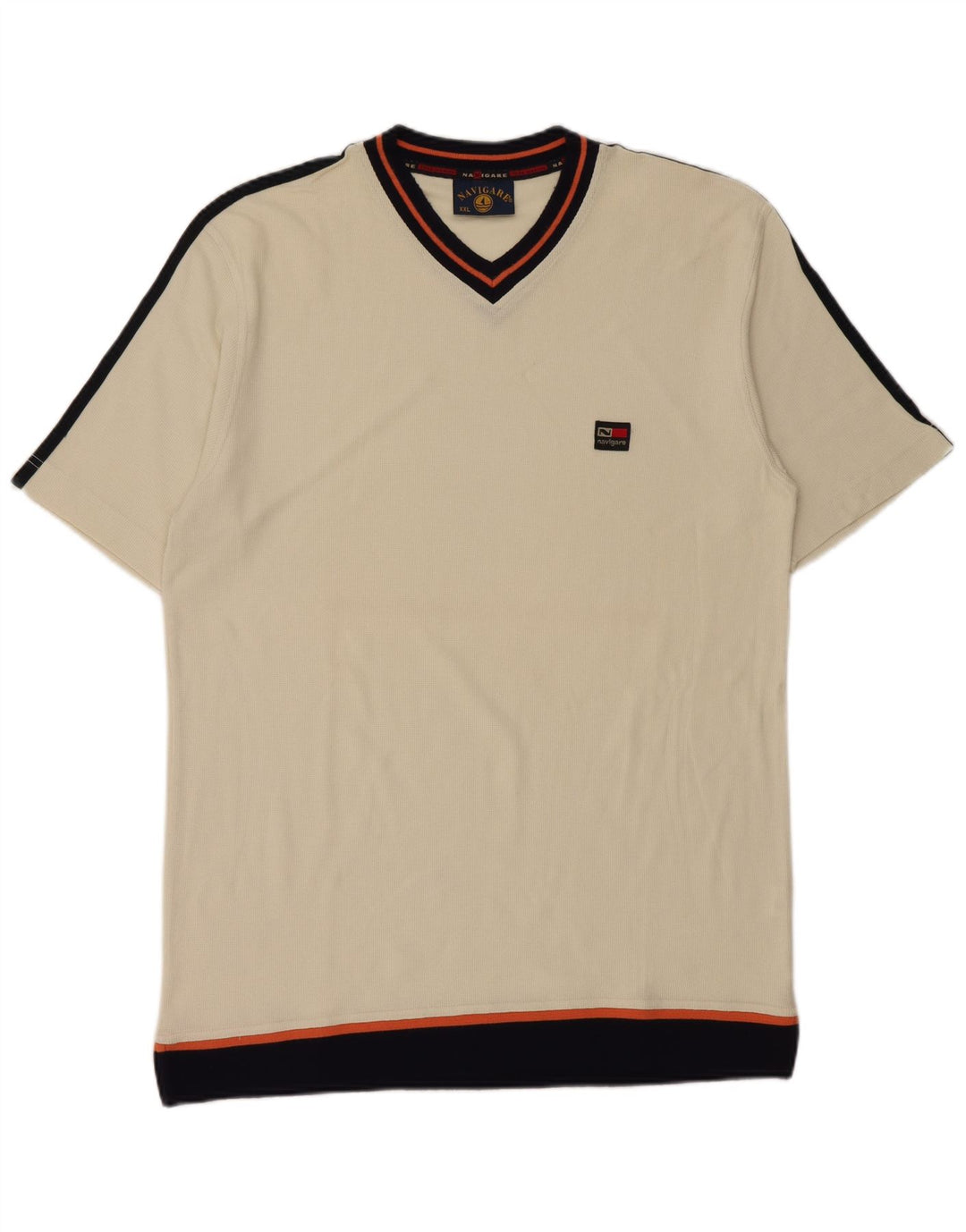 Navigare Herre T-Shirt Top 2XL Off White Bomuld