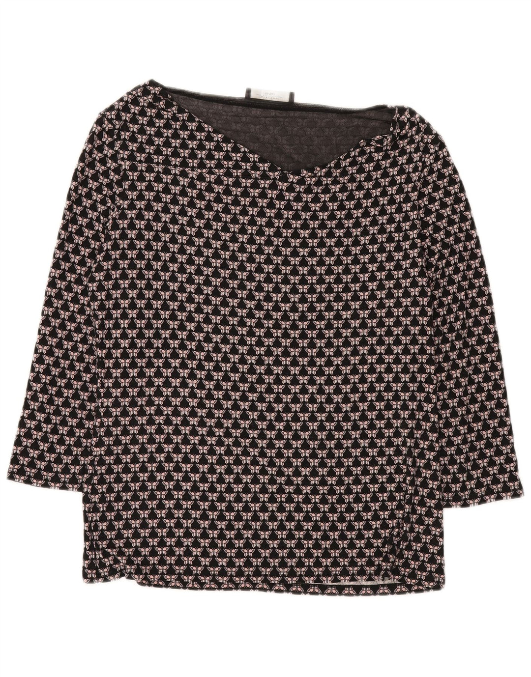 Max Mara Dame Weekend Top Langærmet UK 16 Stor Sort Geometrisk
