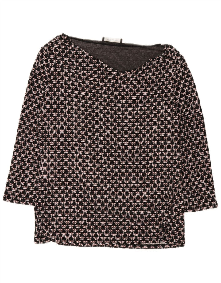 Max Mara Dame Weekend Top Langærmet UK 16 Stor Sort Geometrisk