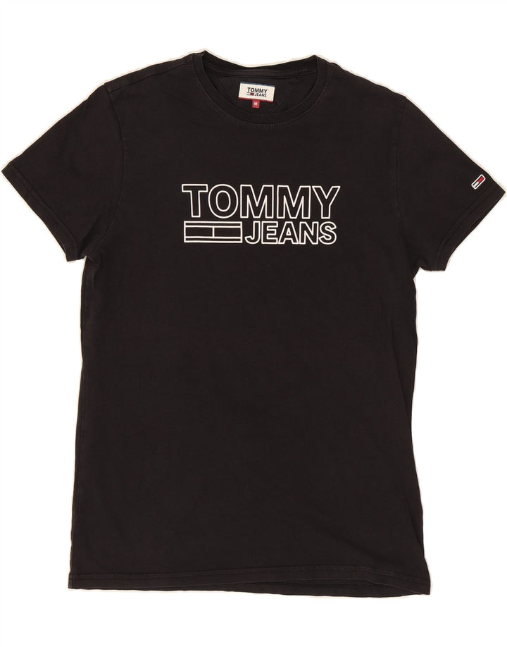 TOMMY HILFIGER Mens Graphic T-Shirt Top Medium Black Cotton Vintage Tommy Hilfiger and Second-Hand Tommy Hilfiger from Messina Hembry 