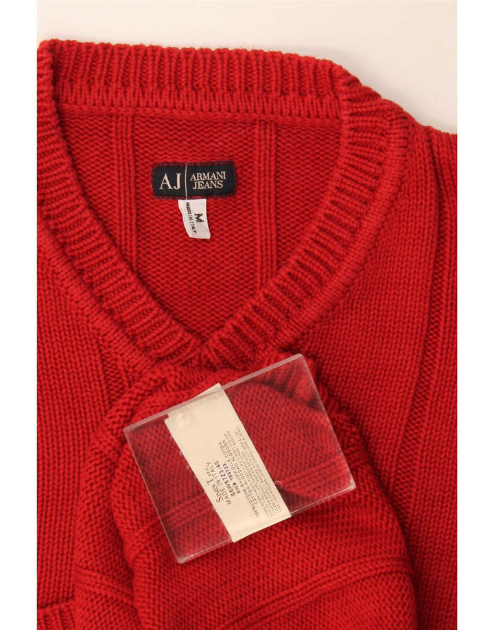 Armani Jeans Herre V-hals sweater Medium Rød Bomuld