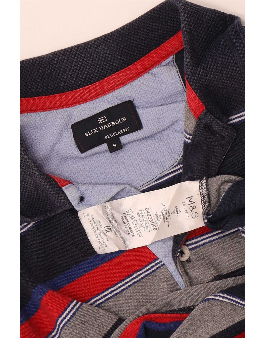Marks & Spencer Herre Blue Harbor Polo Shirt Lille Flerfarvet Stribet